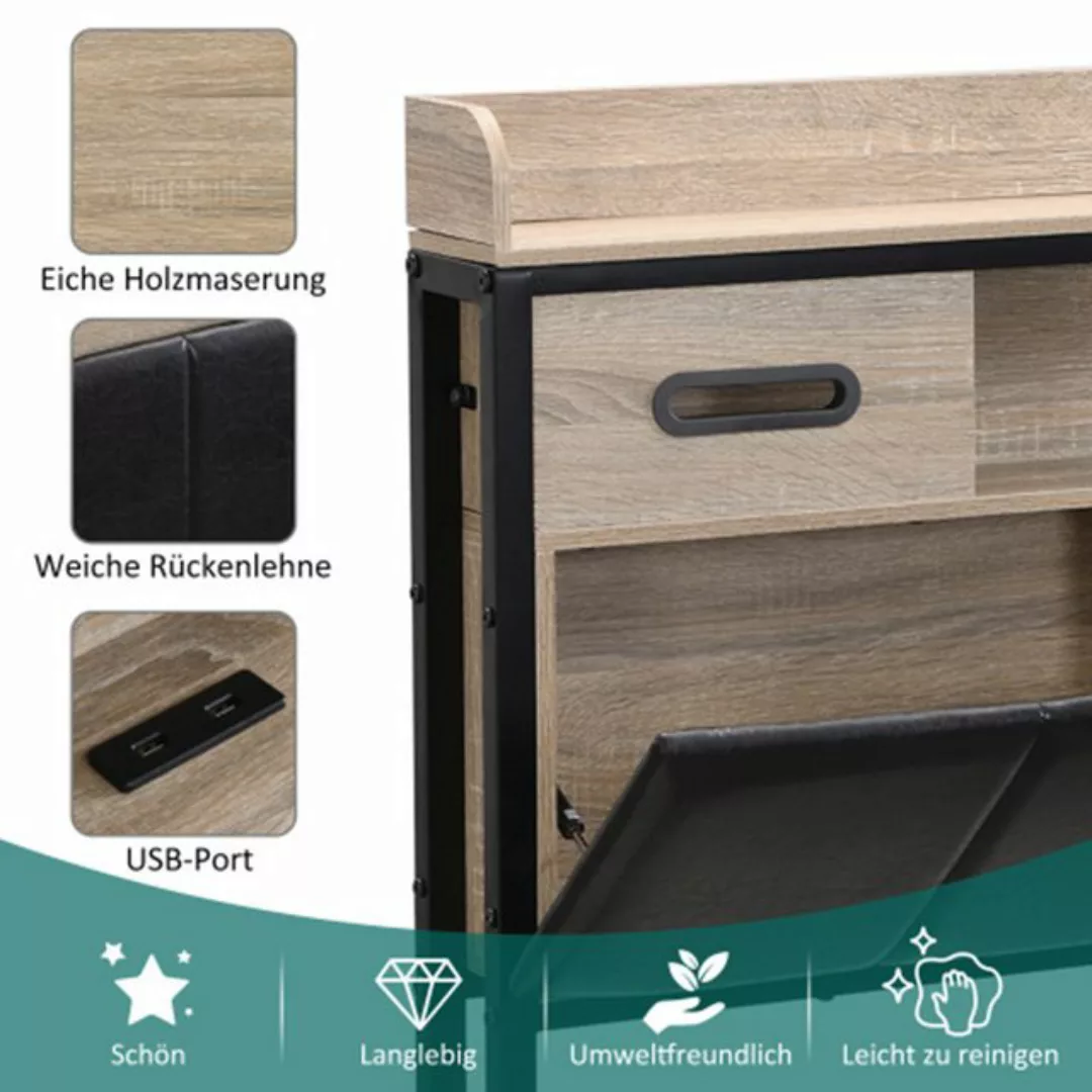 XDeer Polsterbett Metallbett,Jugendbetten, Doppelbett, mit USB-Port, Staura günstig online kaufen