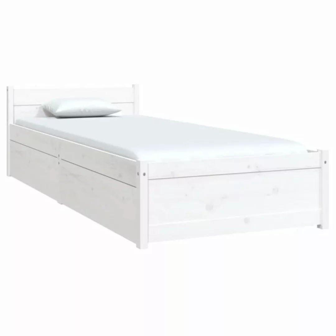 vidaXL Bettgestell Bett mit Schubladen Weiß 75x190 cm 2FT6 Small Single Bet günstig online kaufen