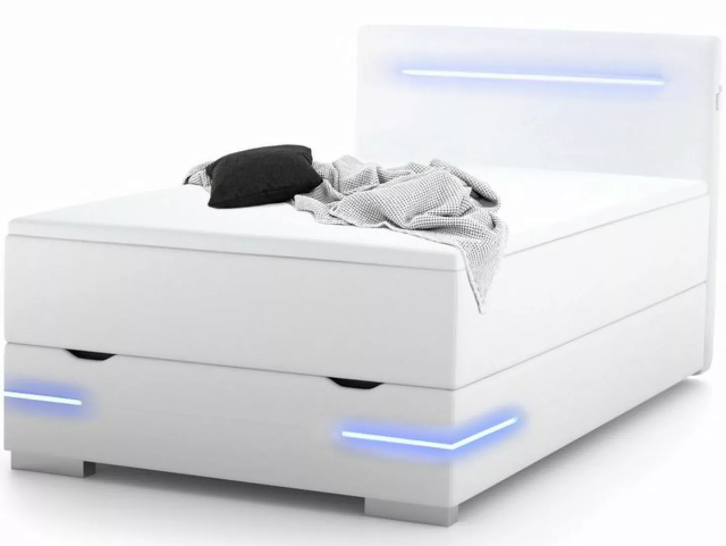 wonello Boxspringbett Dallas, inkl. LED-Beleuchtung, Bettkasten, 2x USB-Ans günstig online kaufen