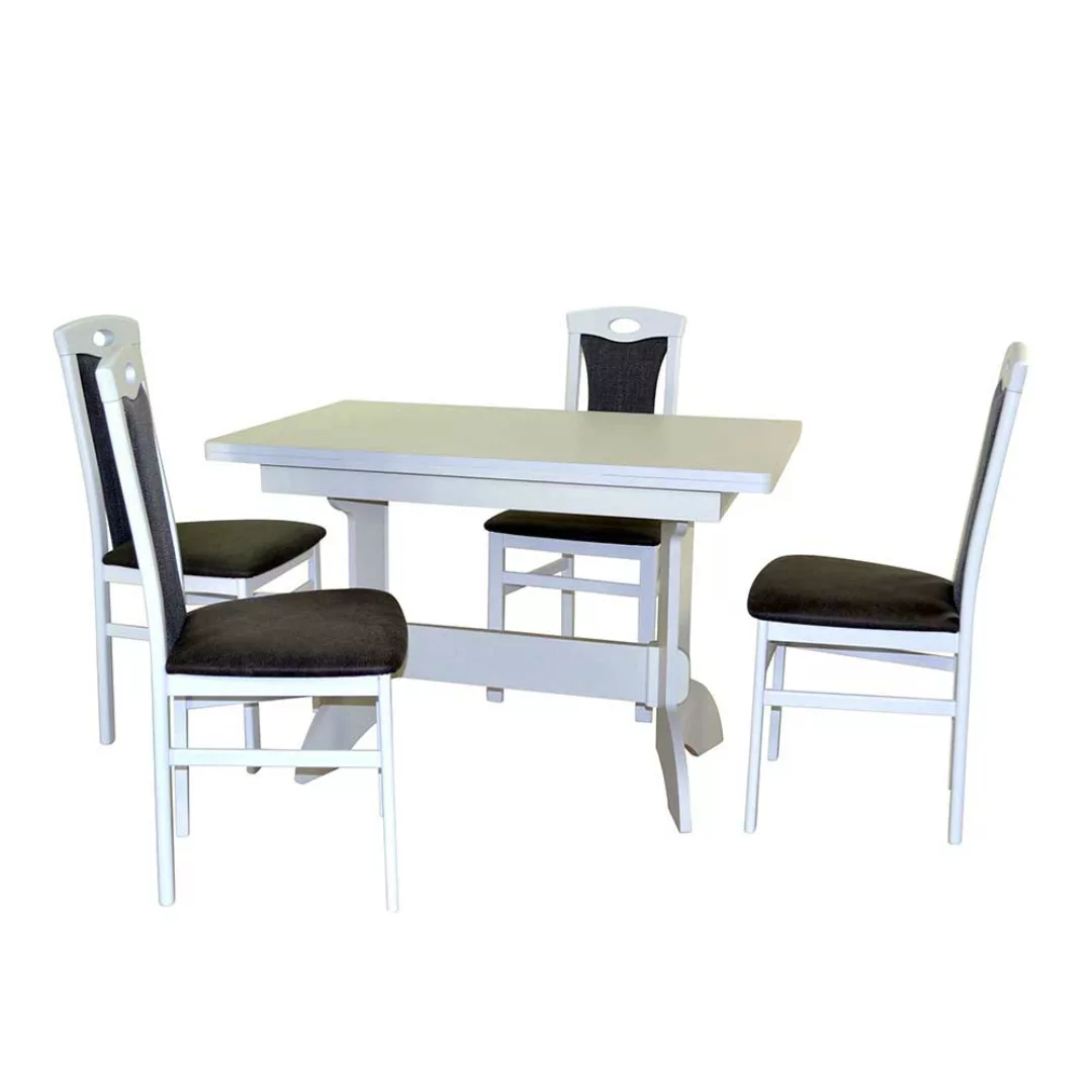 Esstischgruppe mit vier Stühlen Weiß und Anthrazit (fünfteilig) günstig online kaufen
