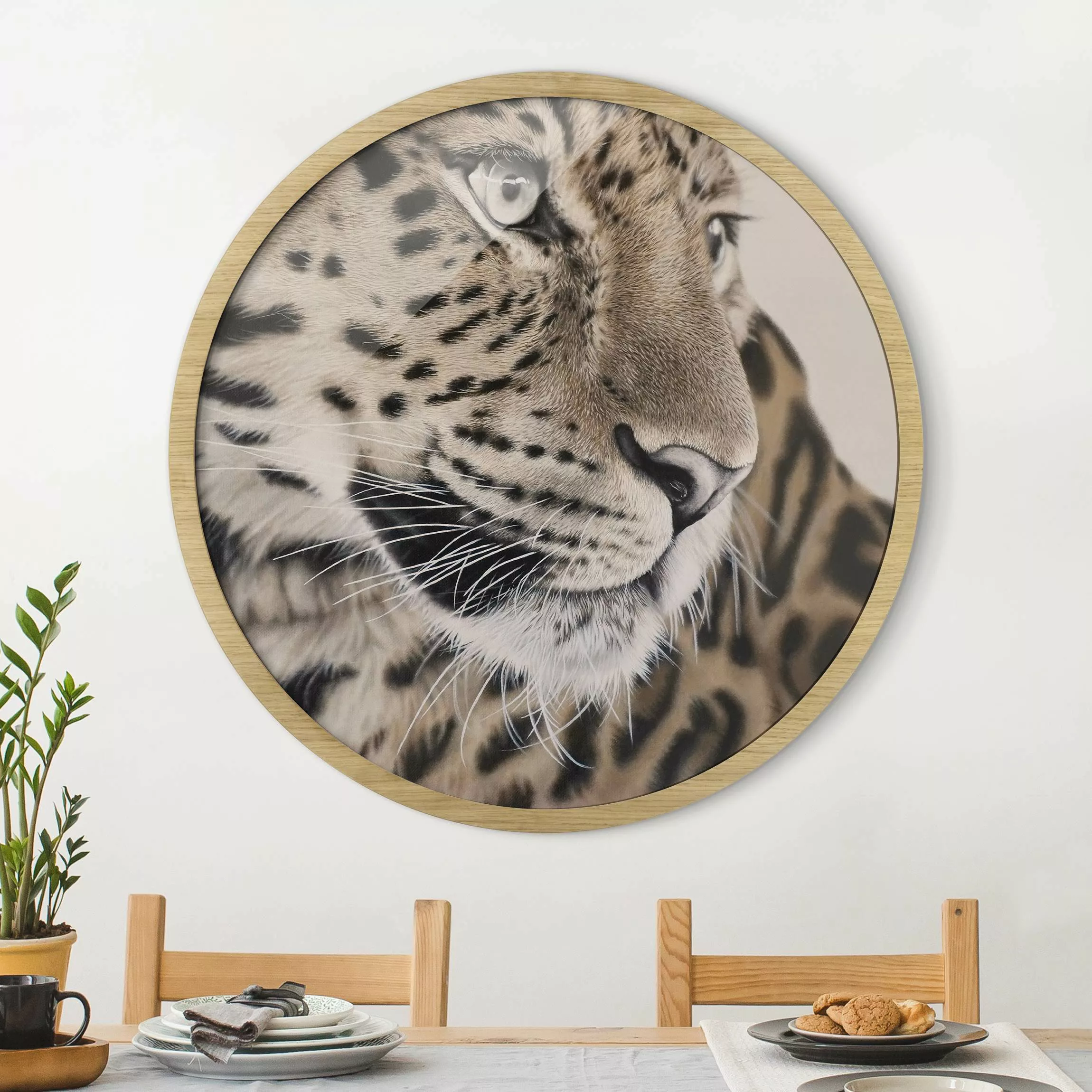 Rundes Gerahmtes Bild Der Leopard günstig online kaufen