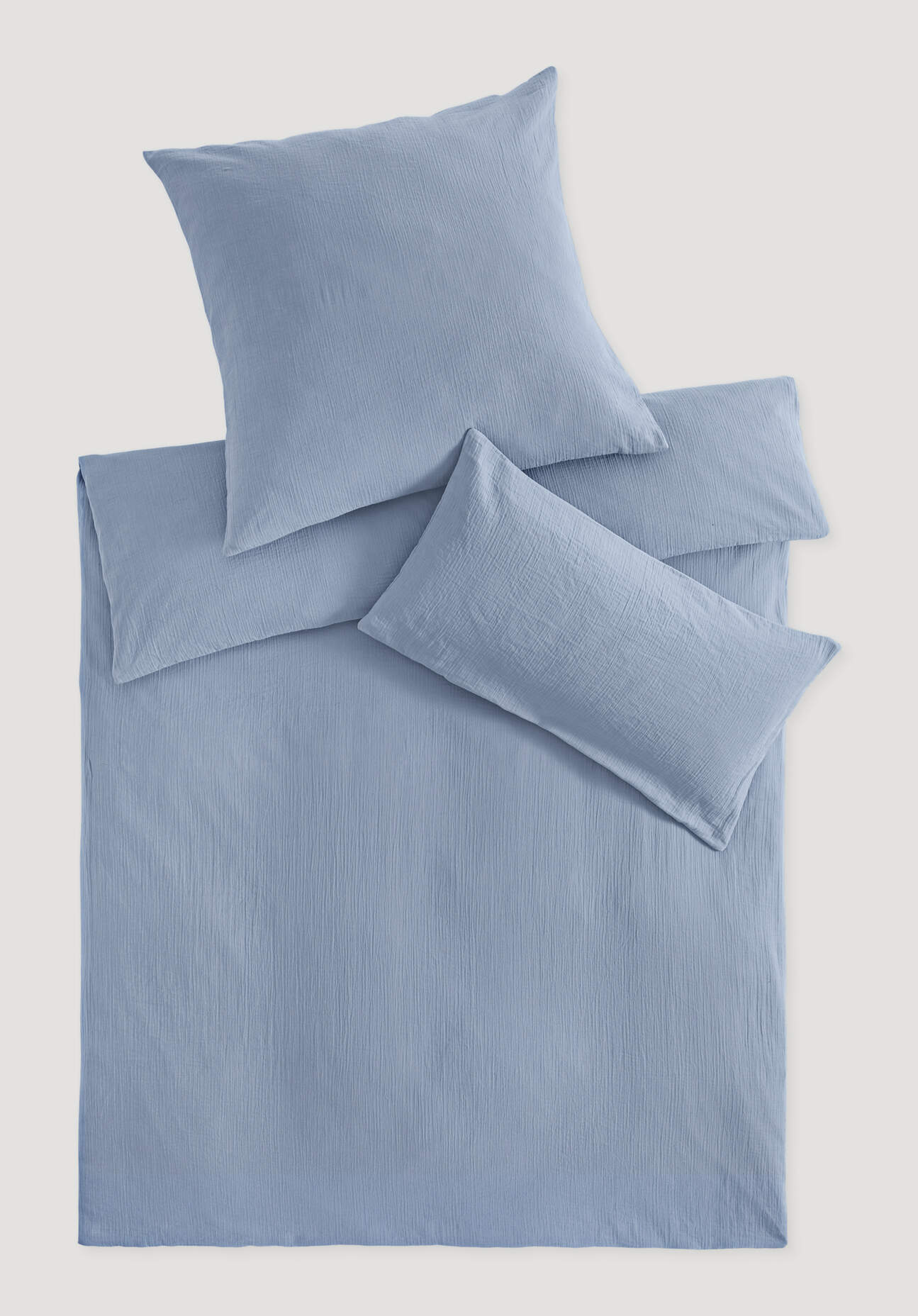 hessnatur Musselin Bettwäsche-Set aus Bio-Baumwolle - blau - Größe 135x200 günstig online kaufen