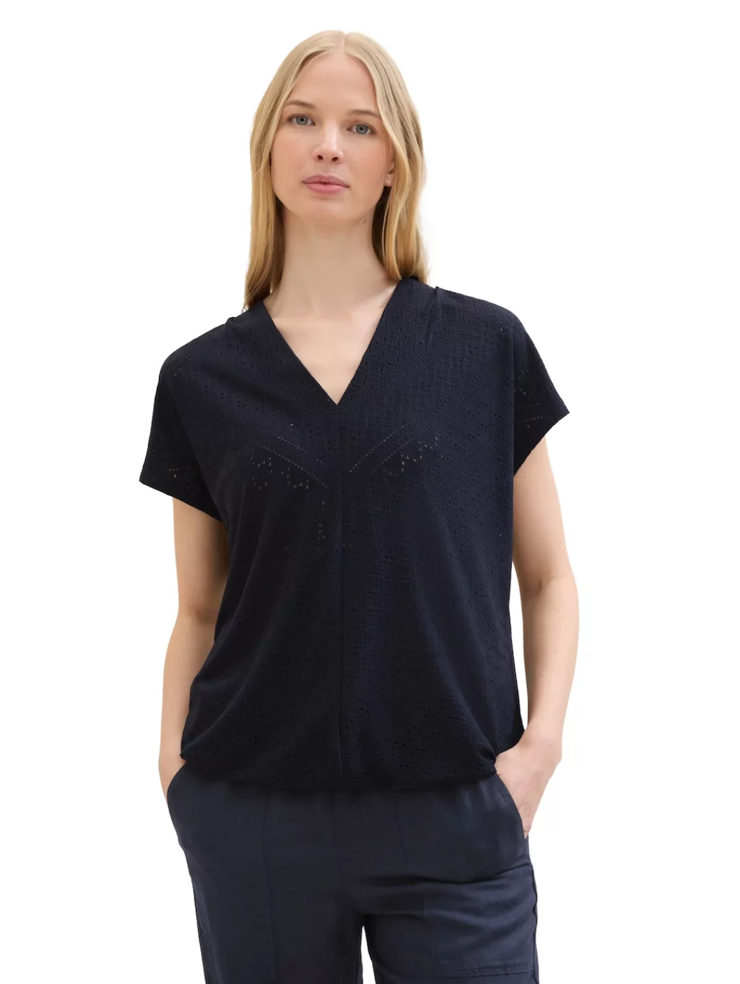 TOM TAILOR T-Shirt mit Jacquard-Muster günstig online kaufen