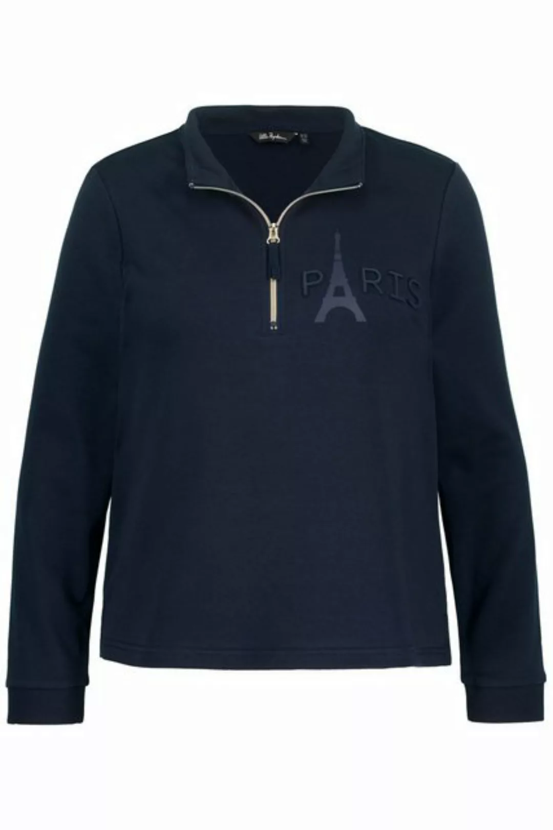 Ulla Popken Sweatshirt Sweatshirt Eiffelturm Stehkragen Zipper Langarm günstig online kaufen