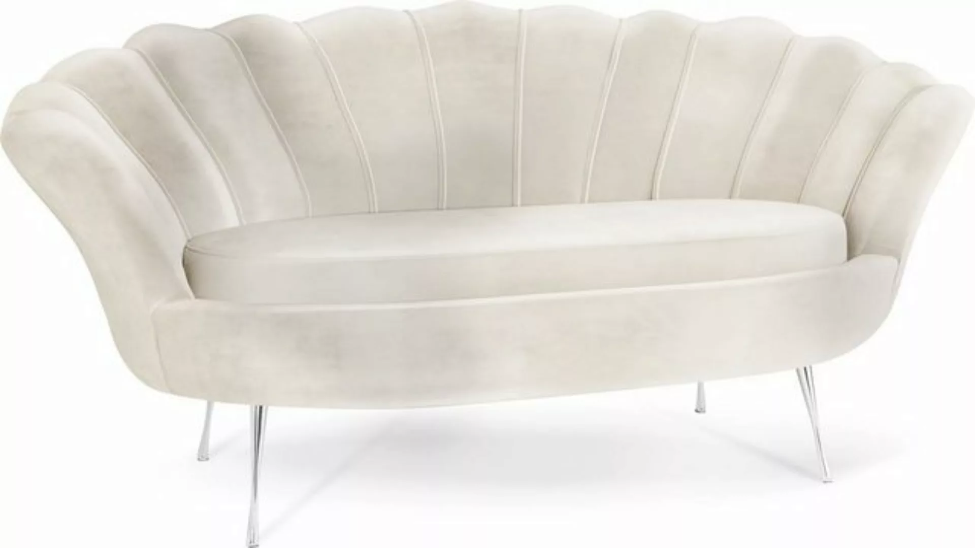 WFL GROUP Sofa Muschel, Samt 2-Sitzer Couch mit Golden oder Silber Metallbe günstig online kaufen