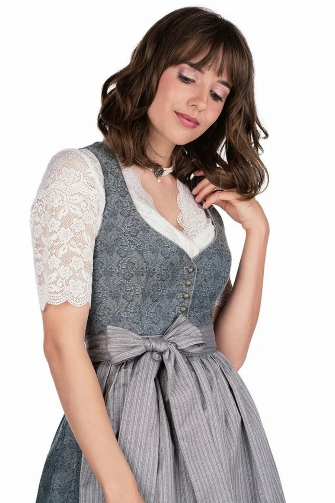 MarJo Dirndl Midi Dirndl 2tlg. - HILDA - greige/blau/silber günstig online kaufen