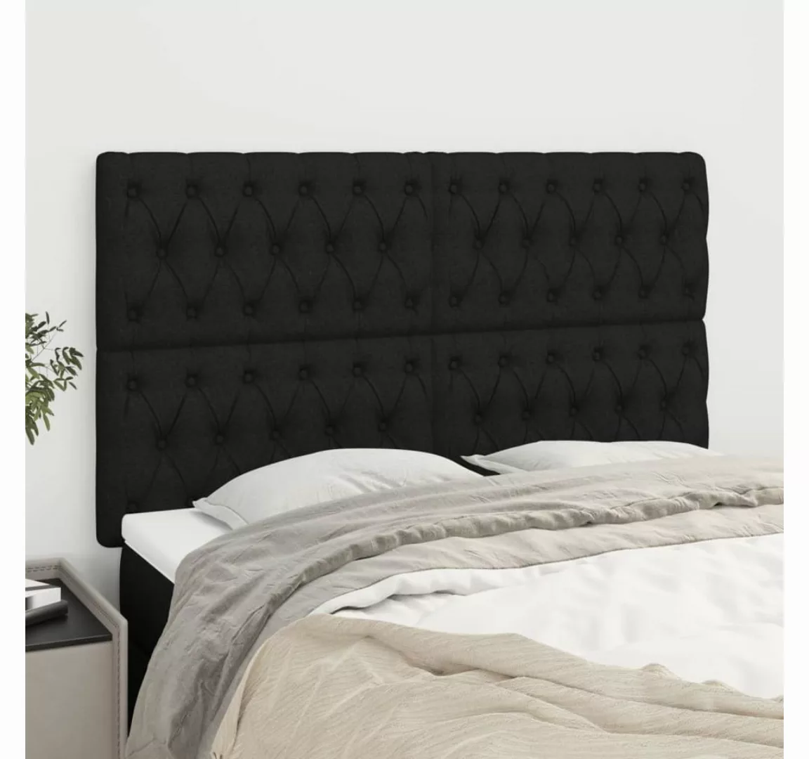 vidaXL Bett, Kopfteile 4 Stk. Schwarz 80x7x78/88 cm Stoff günstig online kaufen