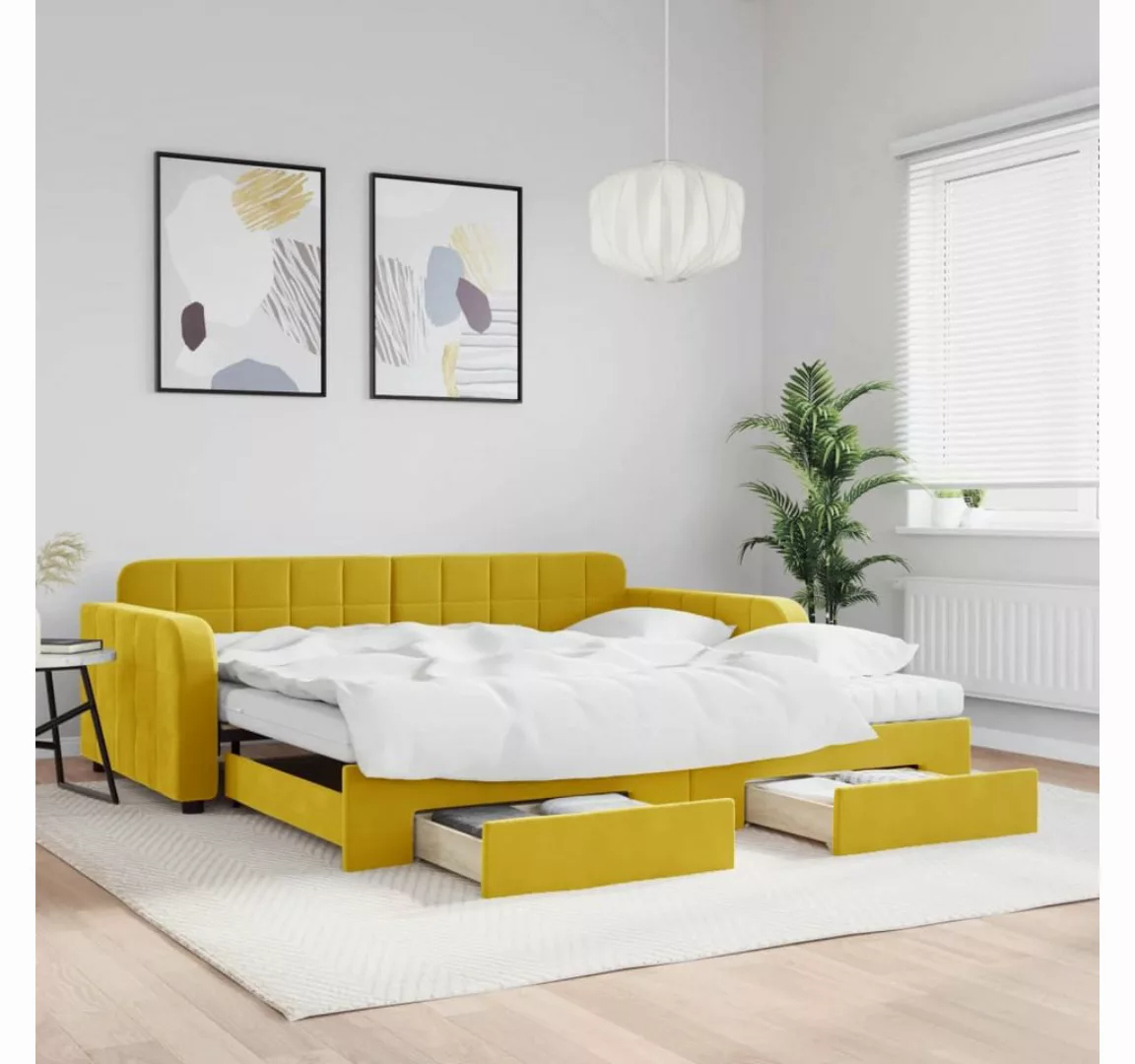 vidaXL Gästebett Gästebett Tagesbett Ausziehbar mit Schubladen Gelb 100x200 günstig online kaufen