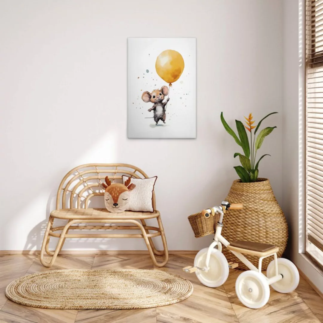 A.S. Création Leinwandbild "Cute Mouse Yellow - Wandbild Weiß Braun Keilrah günstig online kaufen