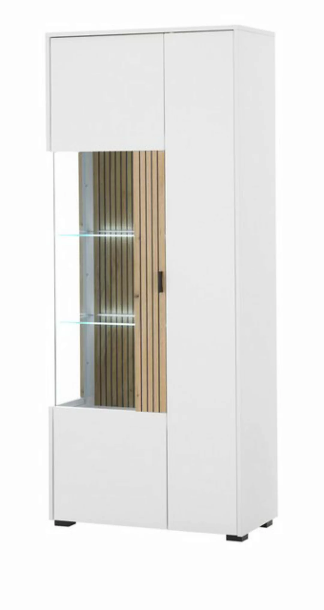 Furn.Design Standvitrine Merced (Vitrinenschrank in weiß mit Eiche, 75 x 18 günstig online kaufen