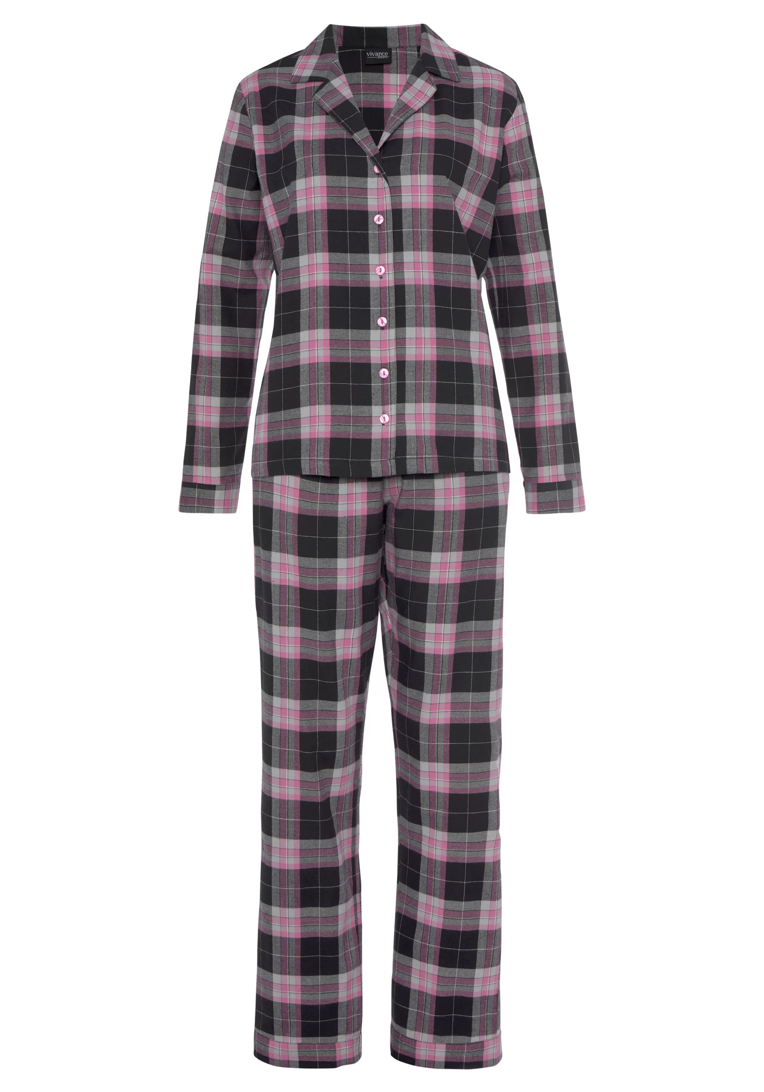 Vivance Dreams Pyjama, (2 tlg.), aus kuschelig weichem Flanell günstig online kaufen