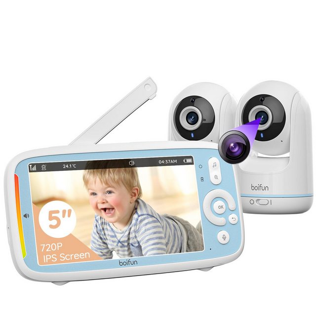 Boifun Video-Babyphone Babyphone mit 2 Kamera 5 " Baby Monitor 720p Baby Ph günstig online kaufen