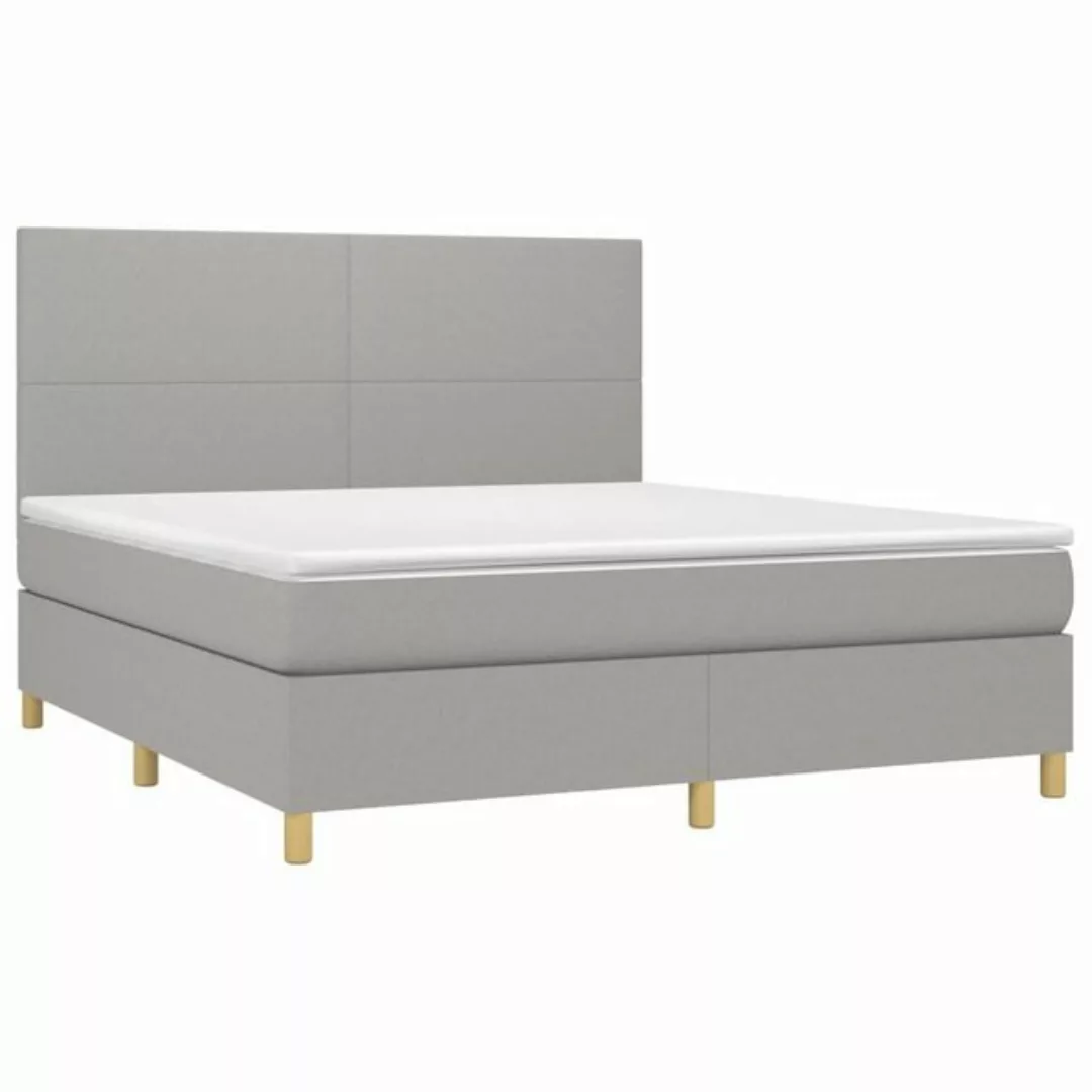 furnicato Bett Boxspringbett mit Matratze Hellgrau 180x200 cm Stoff (1-tlg) günstig online kaufen