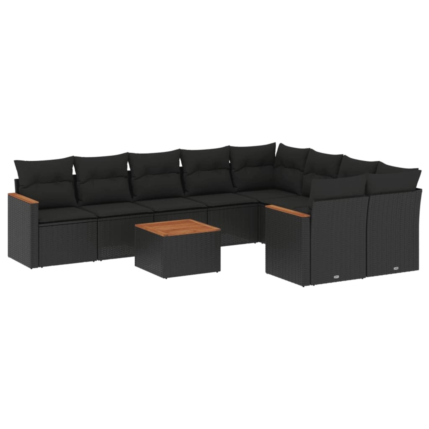 vidaXL 10-Tlg Garten-Sofagarnitur mit Kissen Schwarz Poly Rattan 3226307 günstig online kaufen