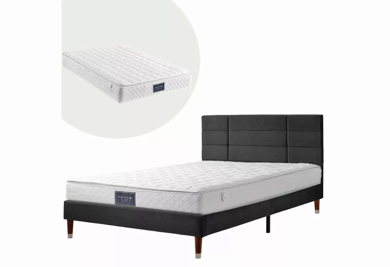 Gotagee Polsterbett Doppelbett Mit Lattenrost 140x200cm Leinen flaches Bett günstig online kaufen