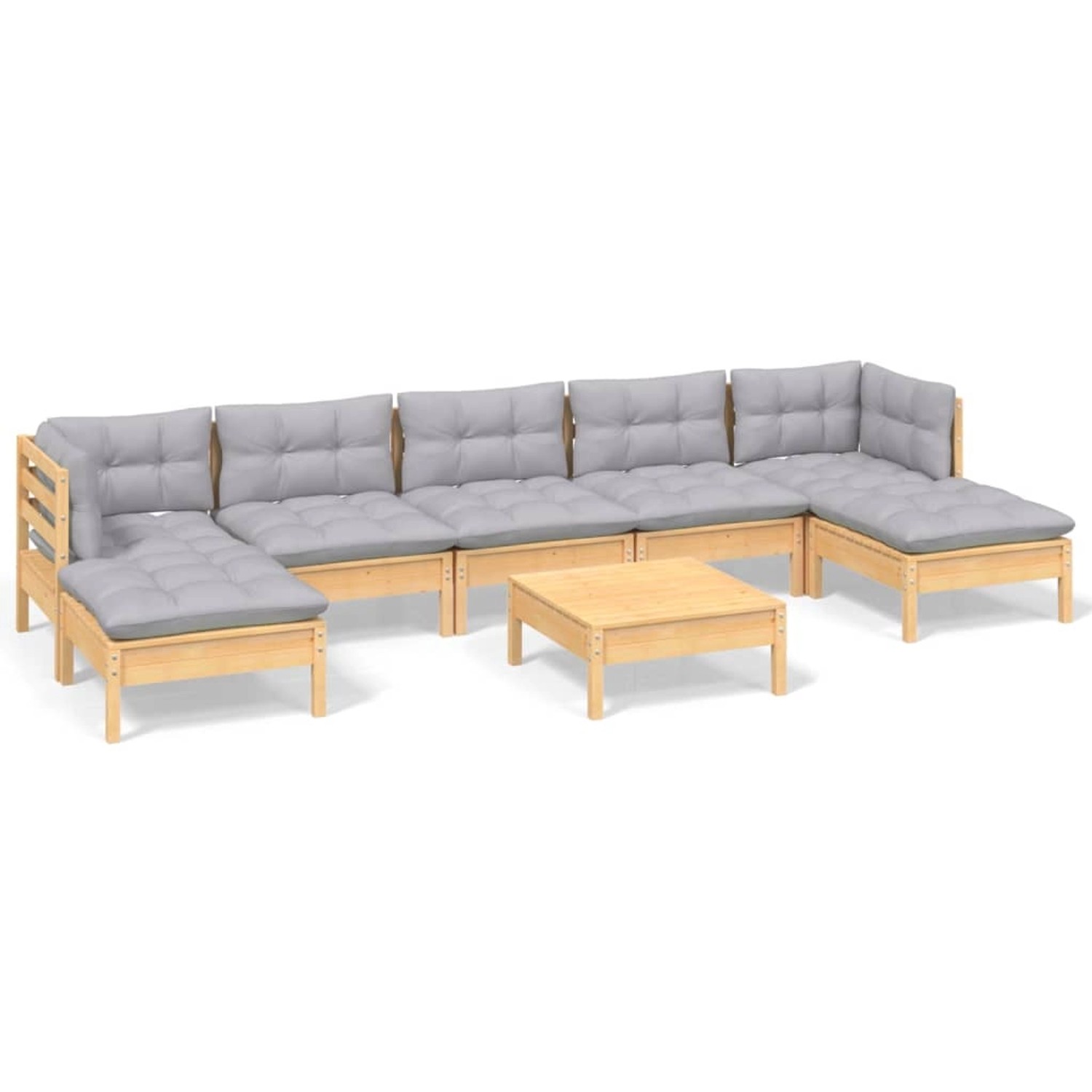 vidaXL 8-tlg Garten-Lounge-Set mit Grauen Kissen Kiefernholz Modell 6 günstig online kaufen