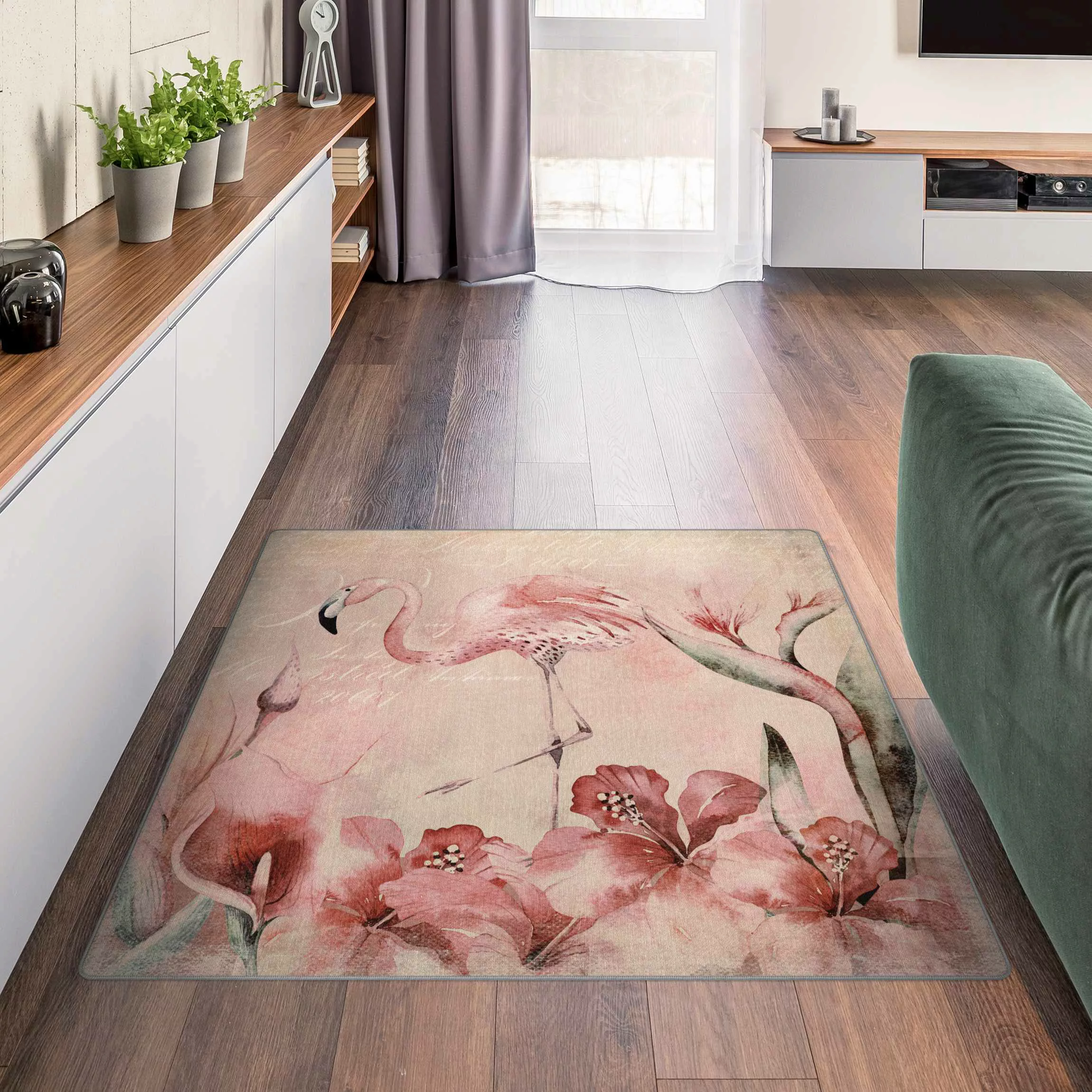 Teppich Shabby Chic Collage - Flamingo günstig online kaufen