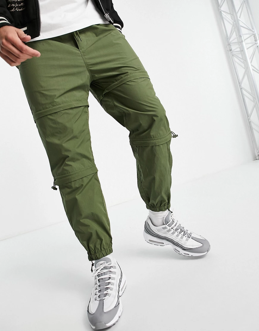 Weekday – Aston – Utility-Hose in Khaki mit Reißverschluss-Grün günstig online kaufen