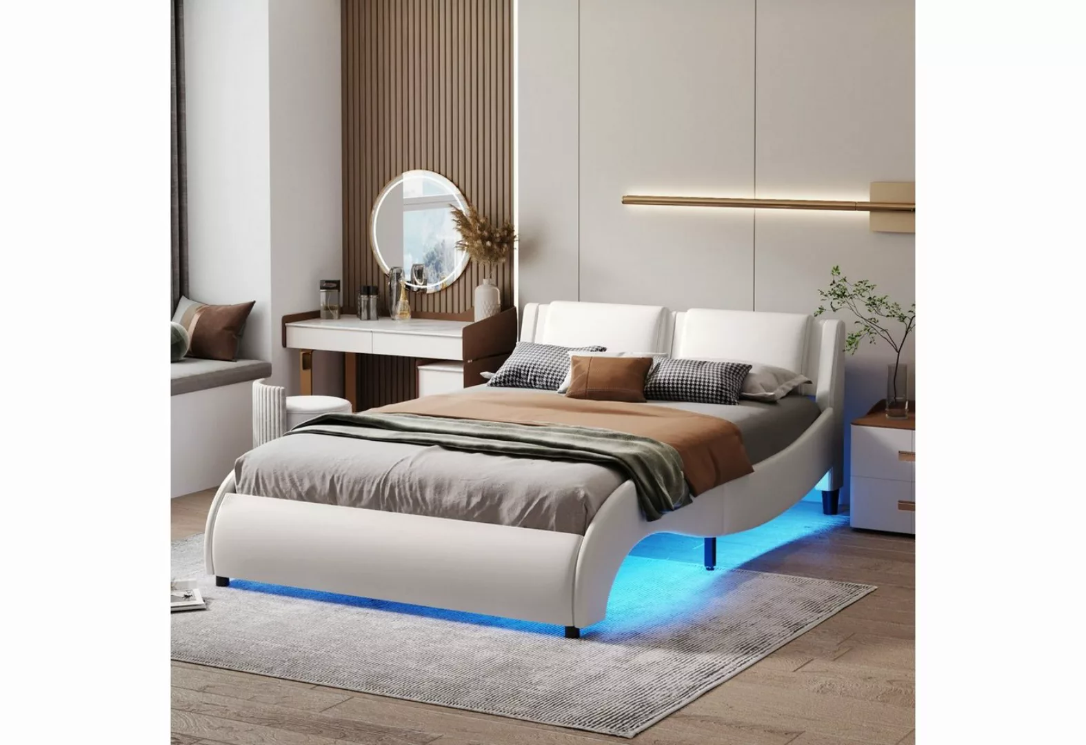 Ulife Polsterbett LED-Beleuchtung, Bogendesign, 140×200cm günstig online kaufen