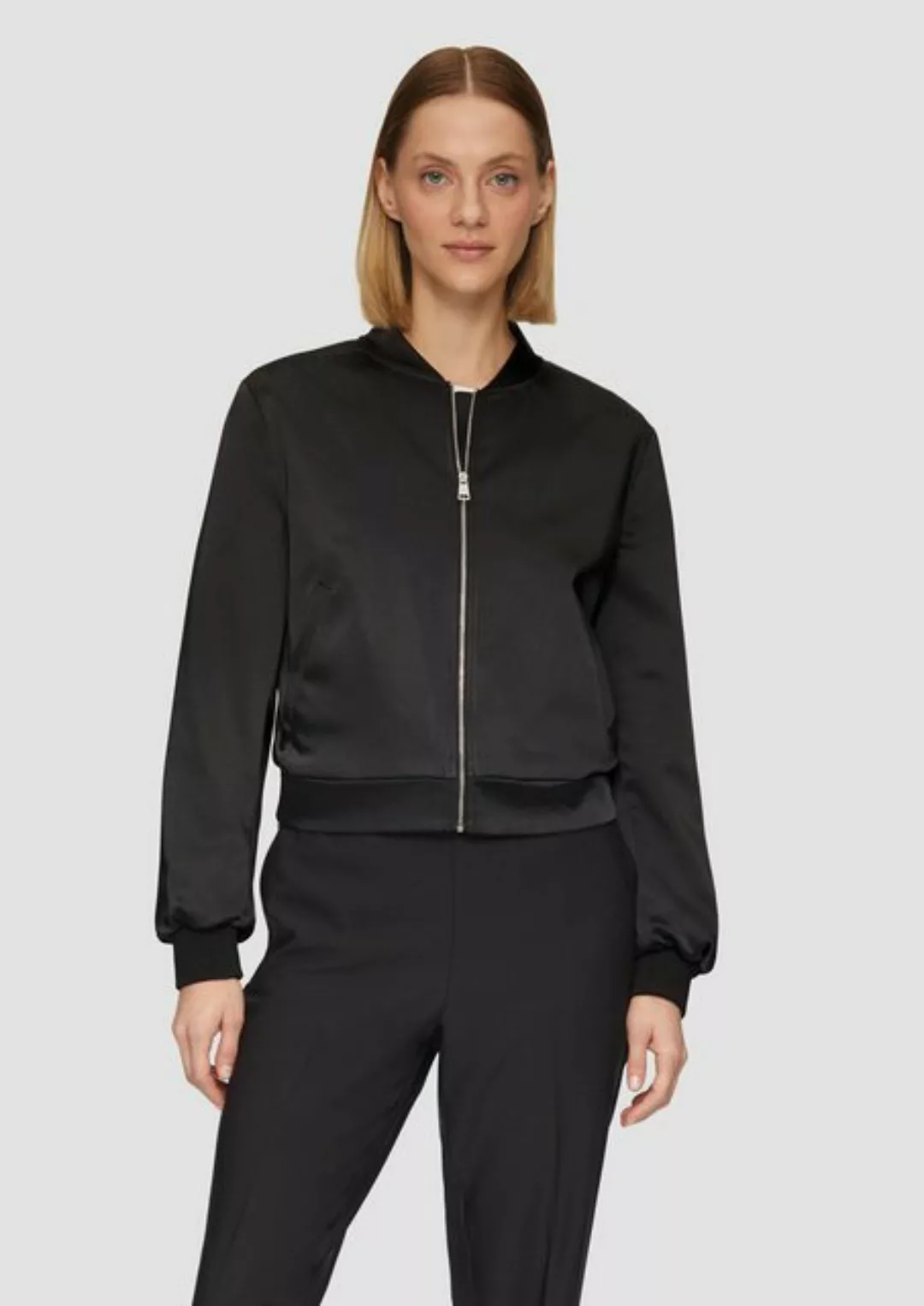 s.Oliver BLACK LABEL Funktionsjacke Satinblouson mit Rippbündchen günstig online kaufen