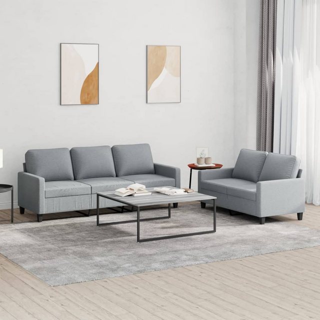 vidaXL Sofa 2-tlg. Sofagarnitur mit Kissen Taupe Stoff günstig online kaufen