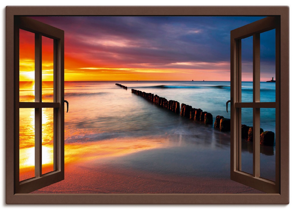 Artland Wandbild "Fensterblick Ostsee mit Sonnenaufgang", Fensterblick, (1 günstig online kaufen