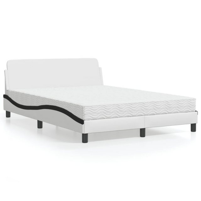 vidaXL Bett Bett mit Matratze Weiß und Schwarz 140x200 cm Kunstleder günstig online kaufen