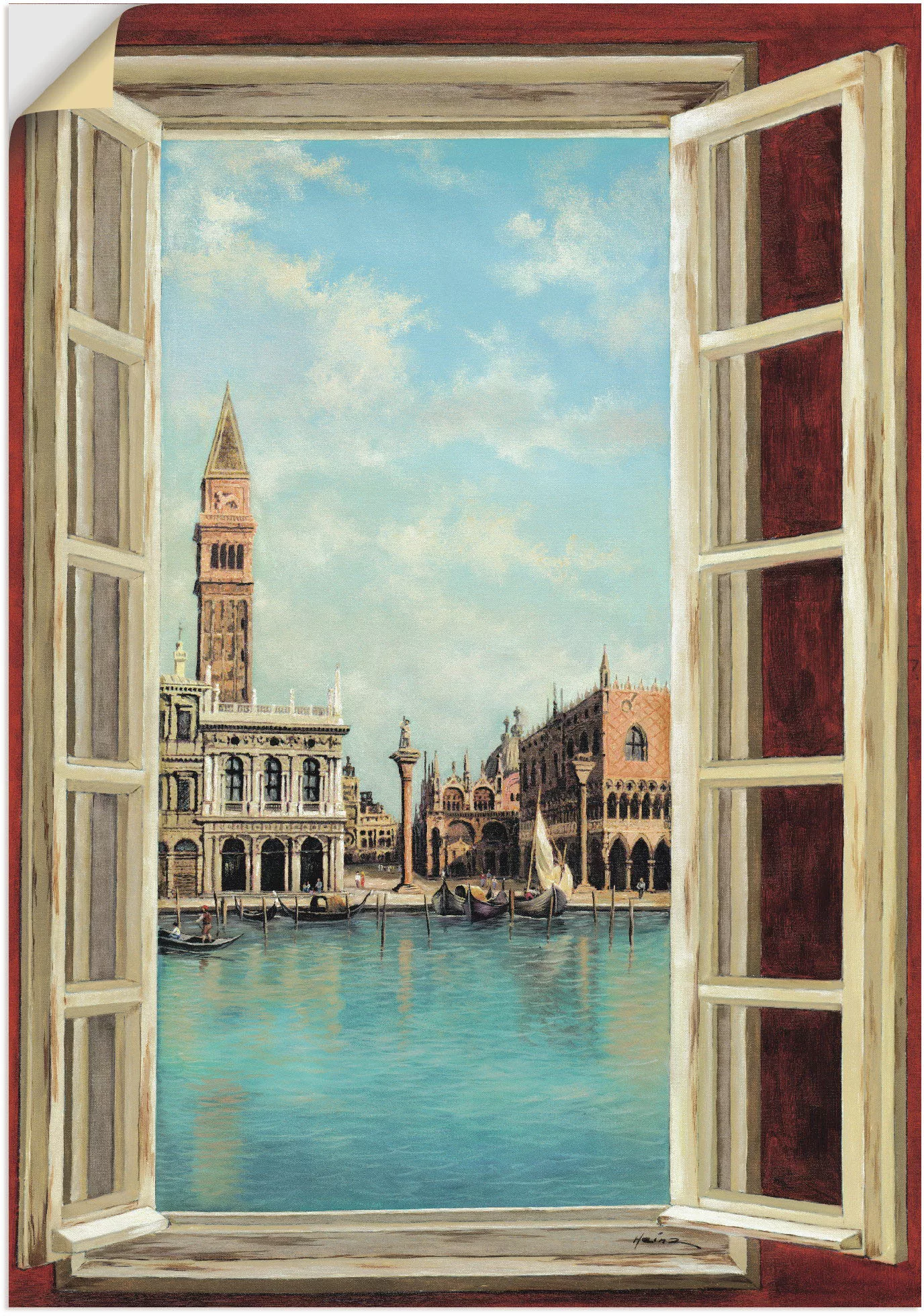 Artland Wandbild "Fenster mit Blick auf Venedig", Fensterblick, (1 St.), al günstig online kaufen