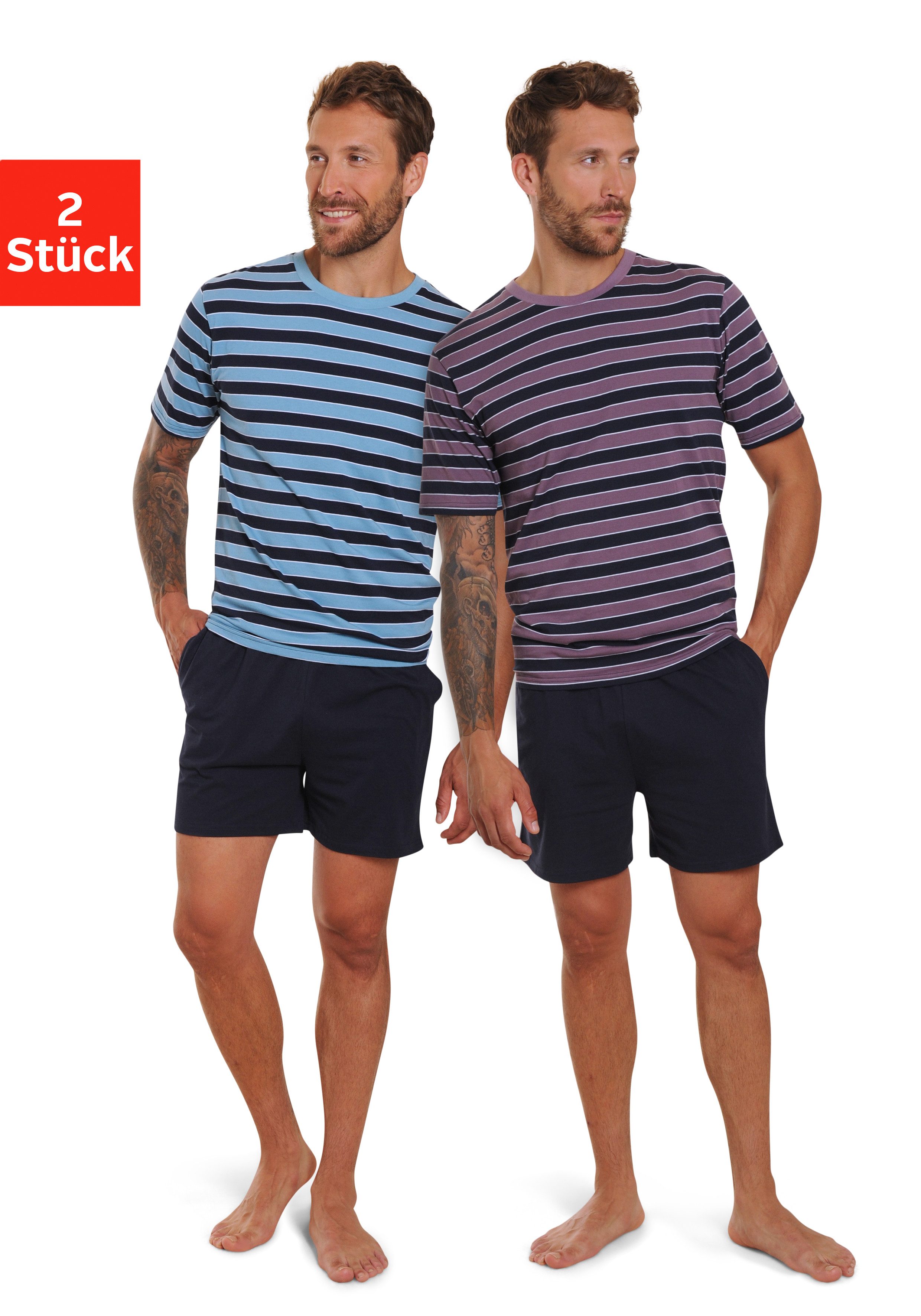 AUTHENTIC LE JOGGER Pyjama, (Packung, 4 tlg., 2 Stück), mit Knopfleiste am günstig online kaufen