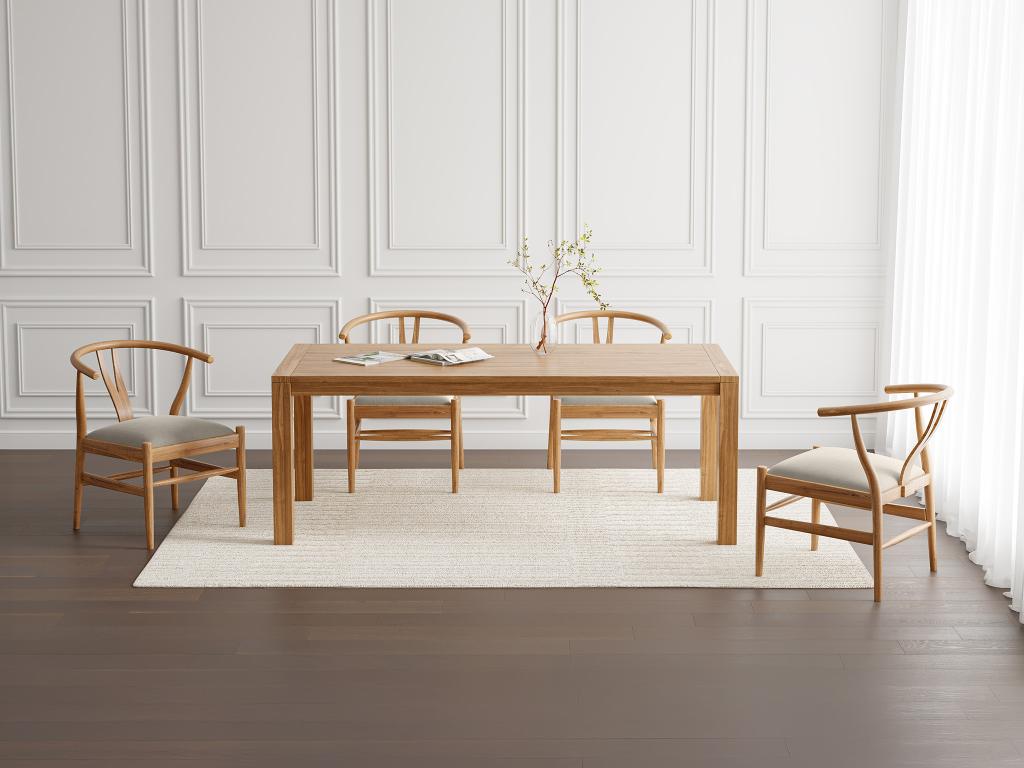 Set Tisch AMILA + 4 Stühle POGIANA - Holzfarben & Beige günstig online kaufen
