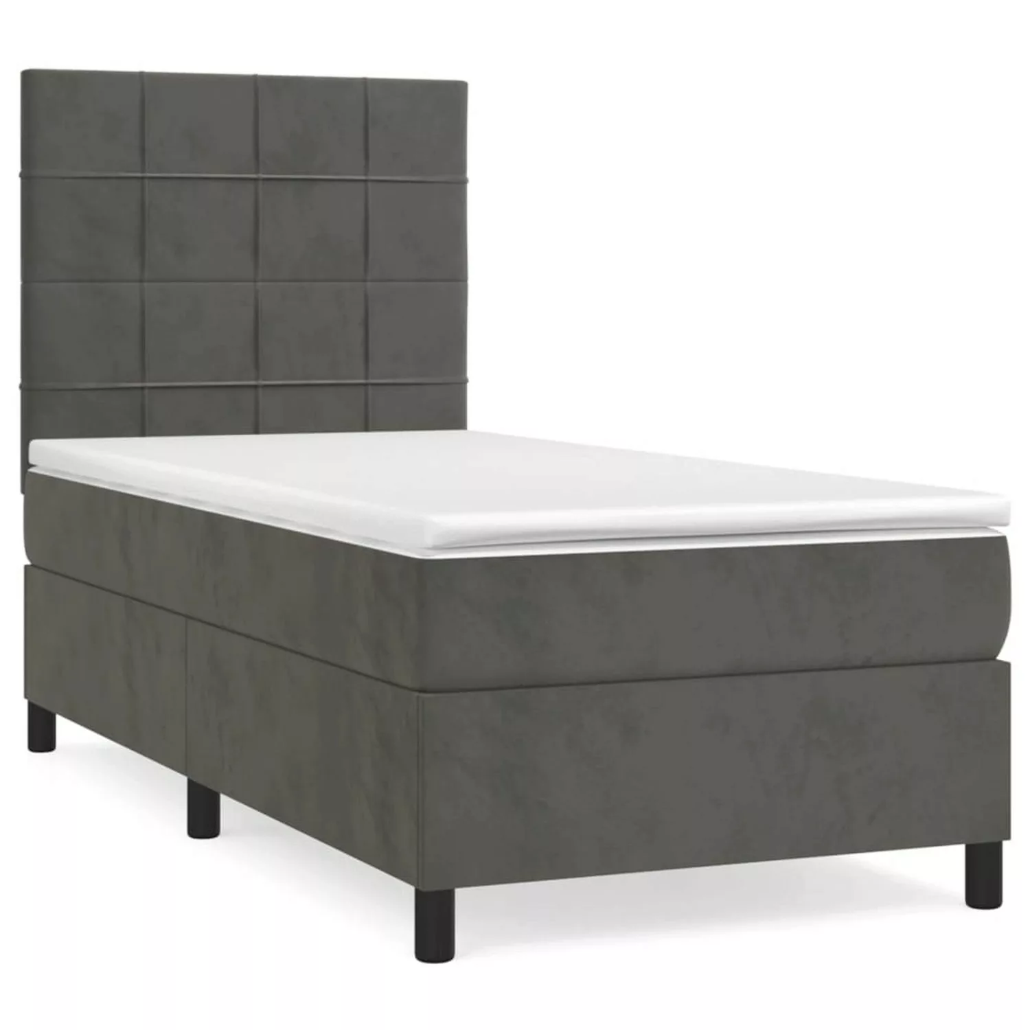 vidaXL Boxspringbett Boxspringbett mit Matratze Dunkelgrau 100x200 cm Samt günstig online kaufen