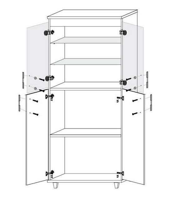 Feldmann-Wohnen Vitrine Pola (1-St) 80x40x193cm Artisan Eiche 4-türig günstig online kaufen