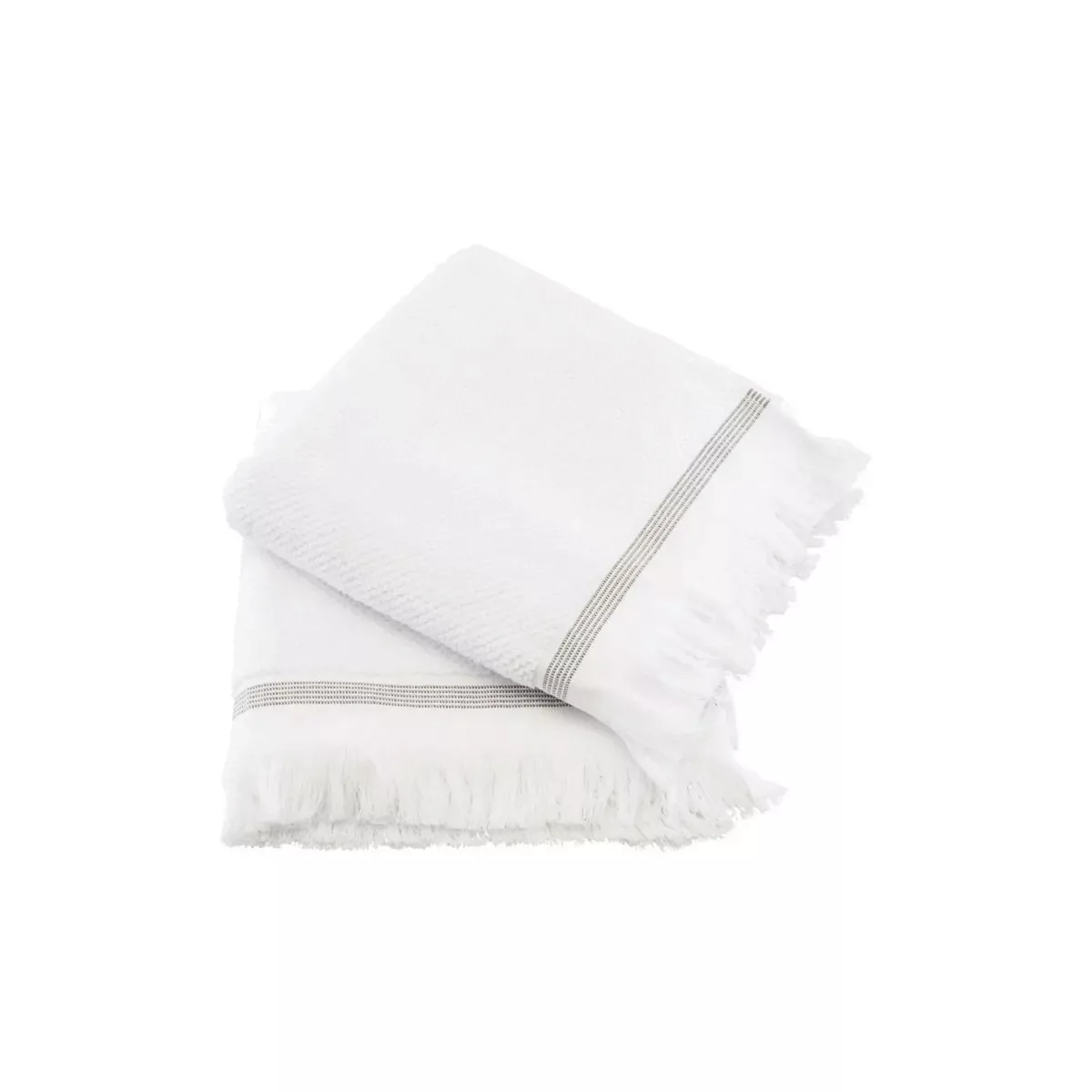 Handtuch in Weiß aus Bio Baumwolle mit grauen Streifen günstig online kaufen