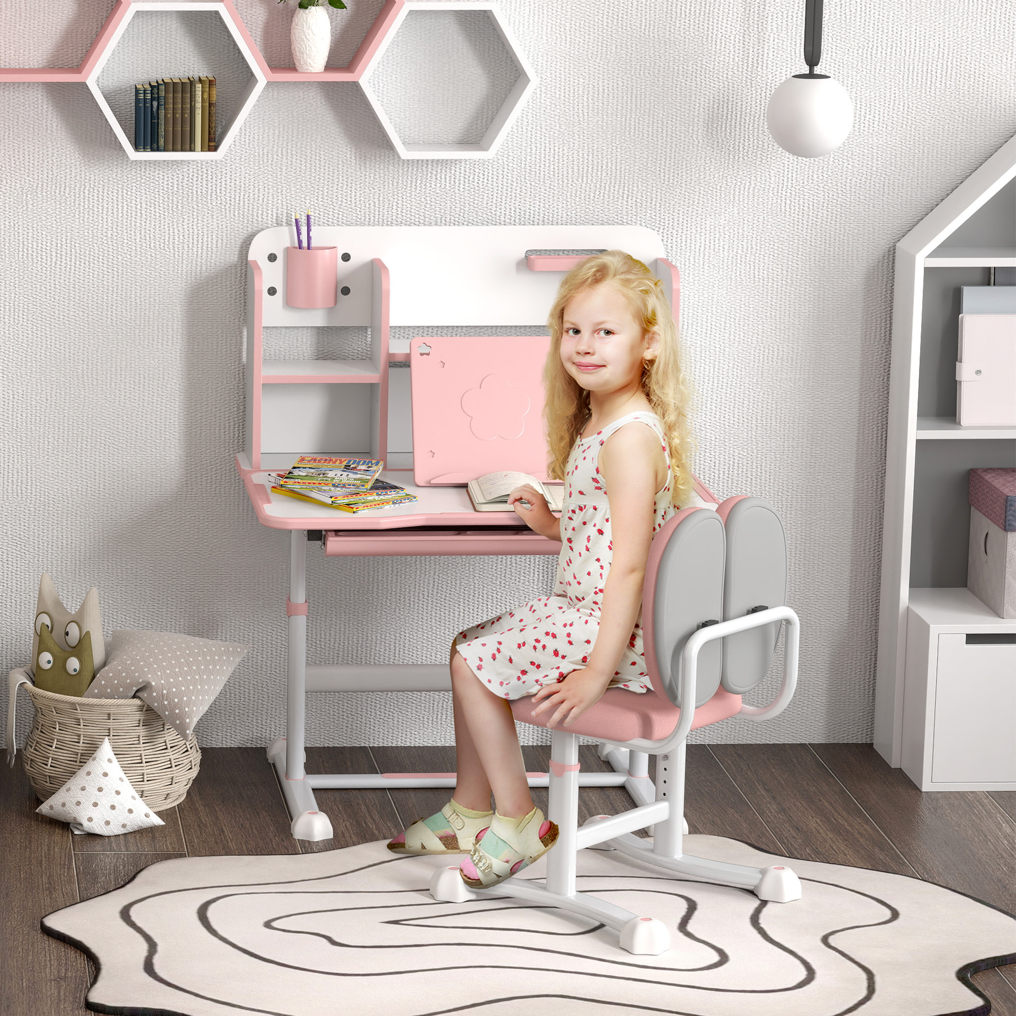AIYAPLAY Set Schreibtisch und Stuhl für Kinder 3-12 Jahre Höhenverstellbar, günstig online kaufen