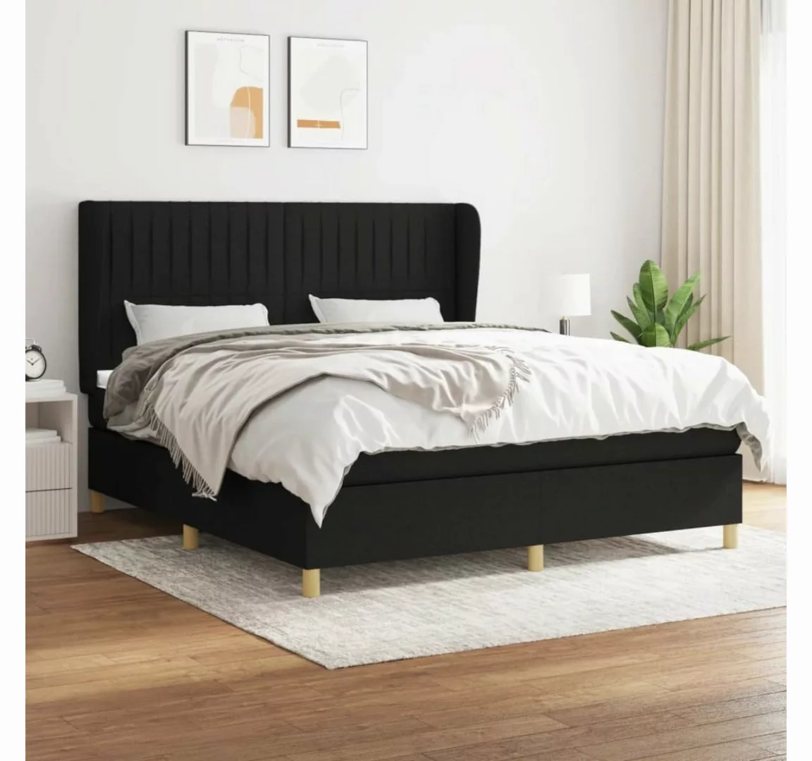 furnicato Bett Boxspringbett mit Matratze Schwarz 180x200 cm Stoff günstig online kaufen