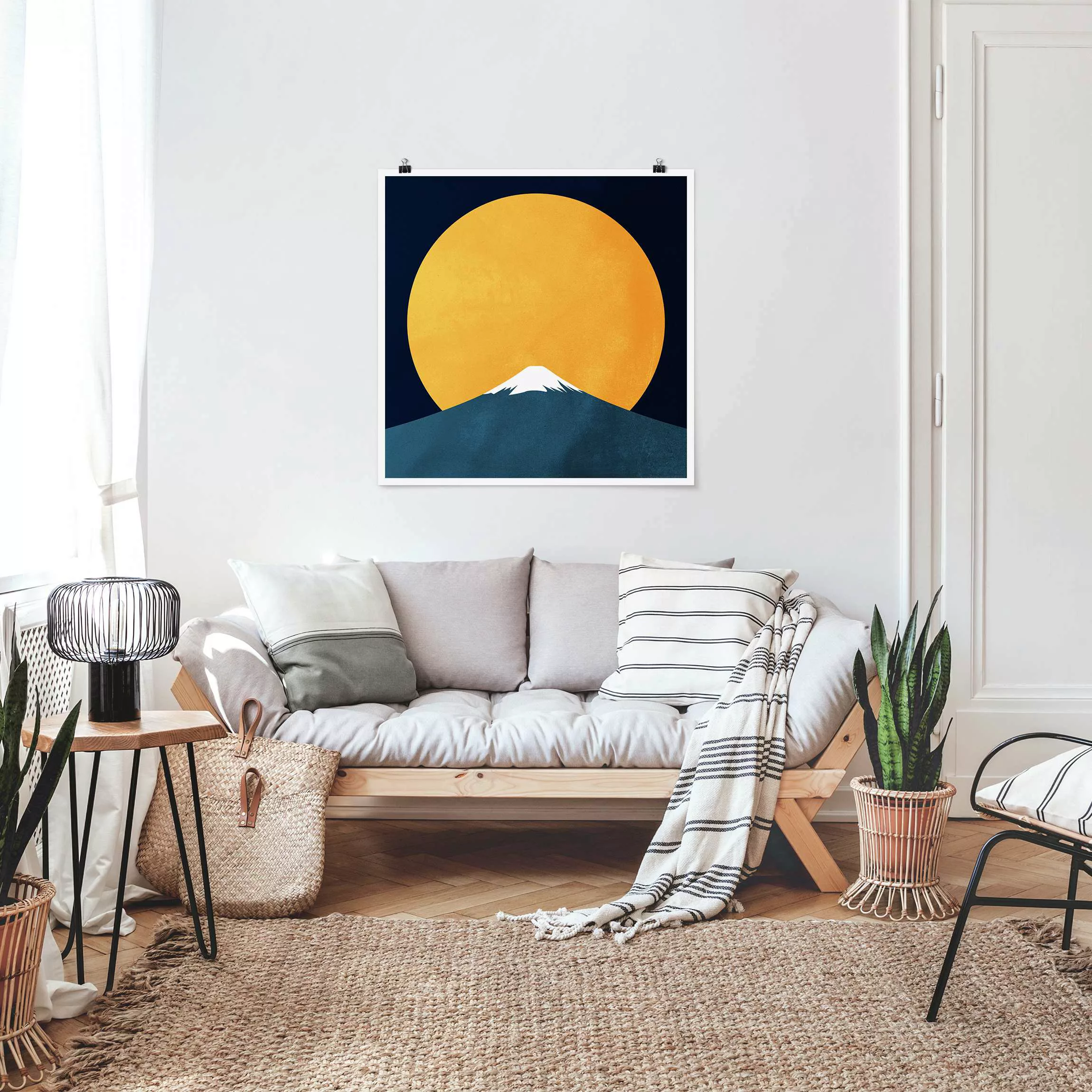 Poster Sonne, Mond und Berge günstig online kaufen