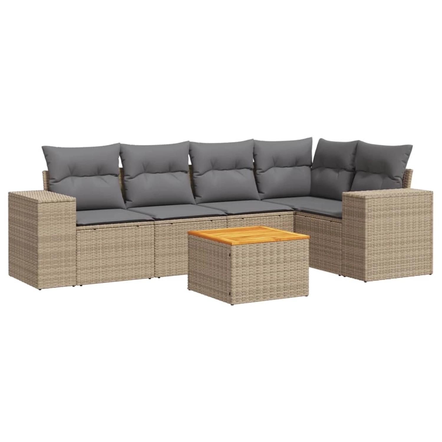 vidaXL 6-Tlg Garten-Sofagarnitur mit Kissen Beige Poly Rattan 3225436 günstig online kaufen