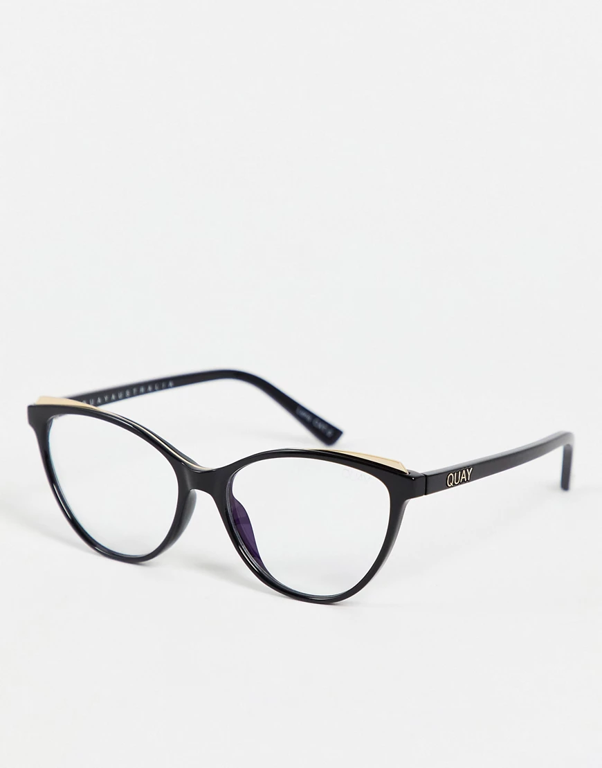 Quay – Cat-Eye-Brille mit schwarzem Rahmen und Blaulichtfilter günstig online kaufen