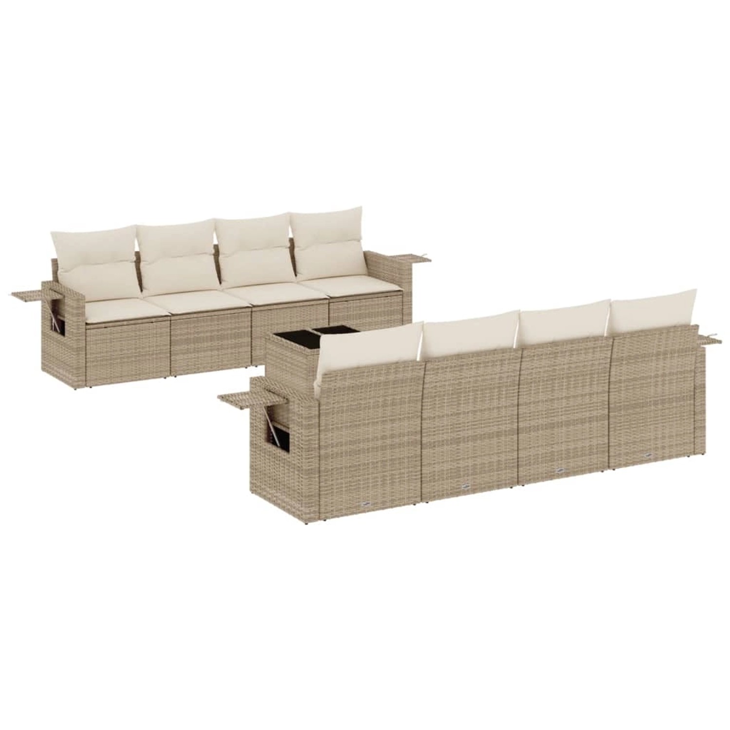 vidaXL 9-Tlg Garten-Sofagarnitur mit Kissen Beige Poly Rattan 3252285 günstig online kaufen