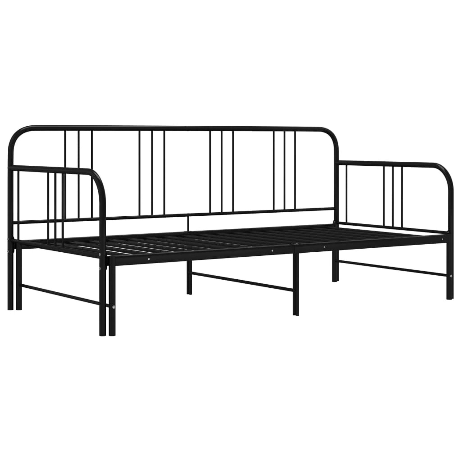 vidaXL Gästebett Ausziehsofa Bettgestell Schwarz Metall 90x200 cm Einzelbet günstig online kaufen