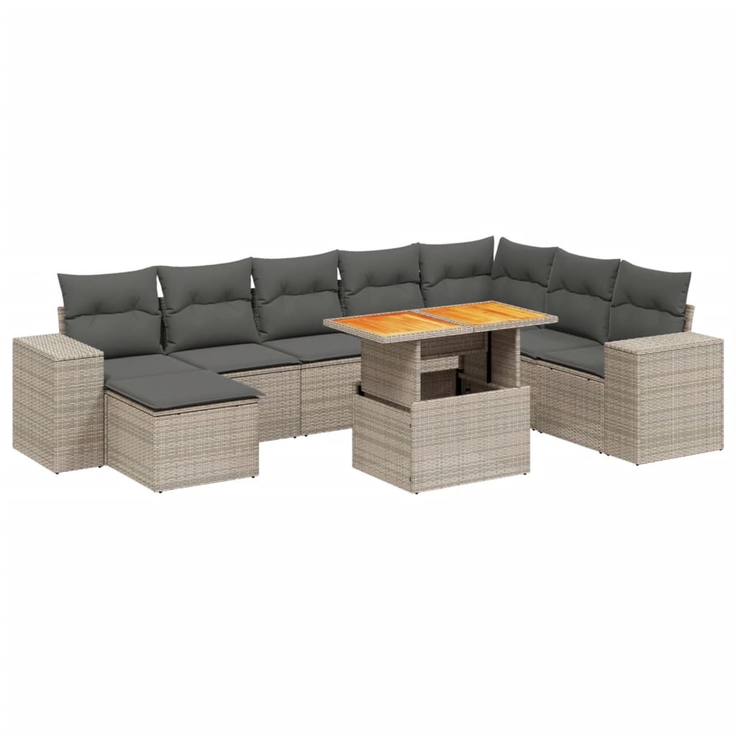 vidaXL 9-Tlg Garten-Sofagarnitur mit Kissen Grau Poly Rattan 3272775 günstig online kaufen