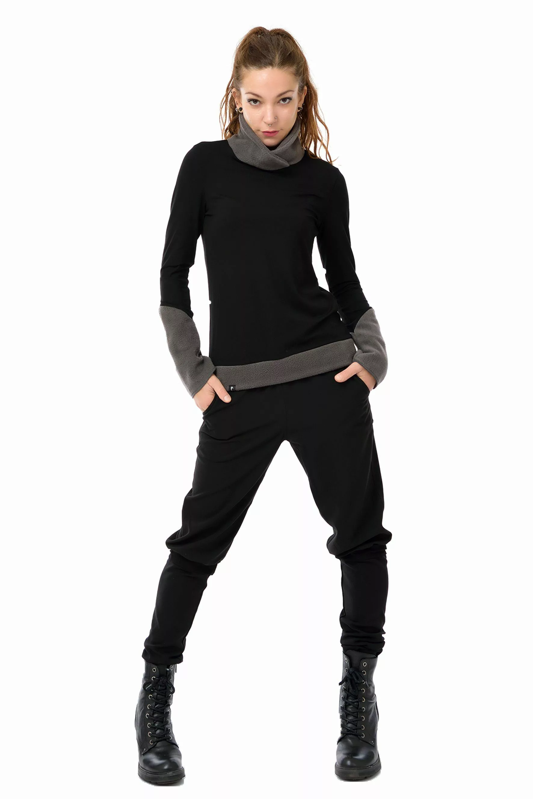 3Elfen Rollkragenpullover Winter Sweatshirt schwarz mit günstig online kaufen