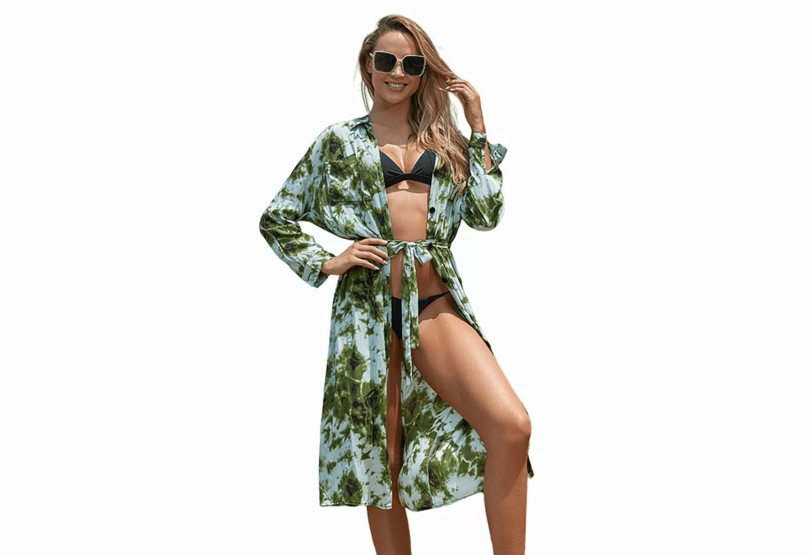 AUKUU Strandkleid Bedruckte Strand-Überwurfjacke, Sonnenschutzjacke für den günstig online kaufen