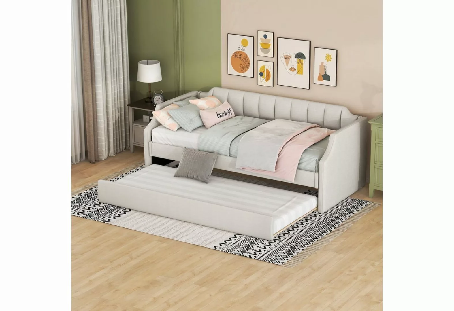 SOFTWEARY Schlafsofa mit Bettfunktion und Gästebett, inkl. Lattenrost, 90x2 günstig online kaufen