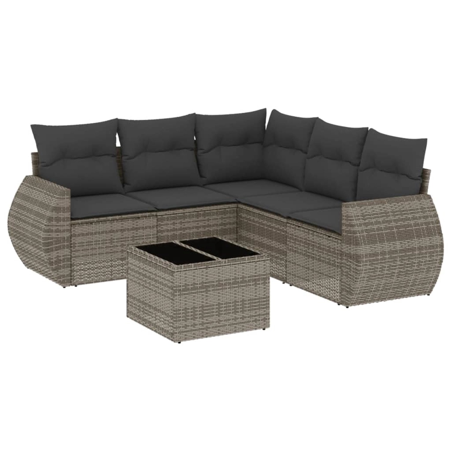 vidaXL 6-Tlg Garten-Sofagarnitur mit Kissen Grau Poly Rattan 3253697 günstig online kaufen