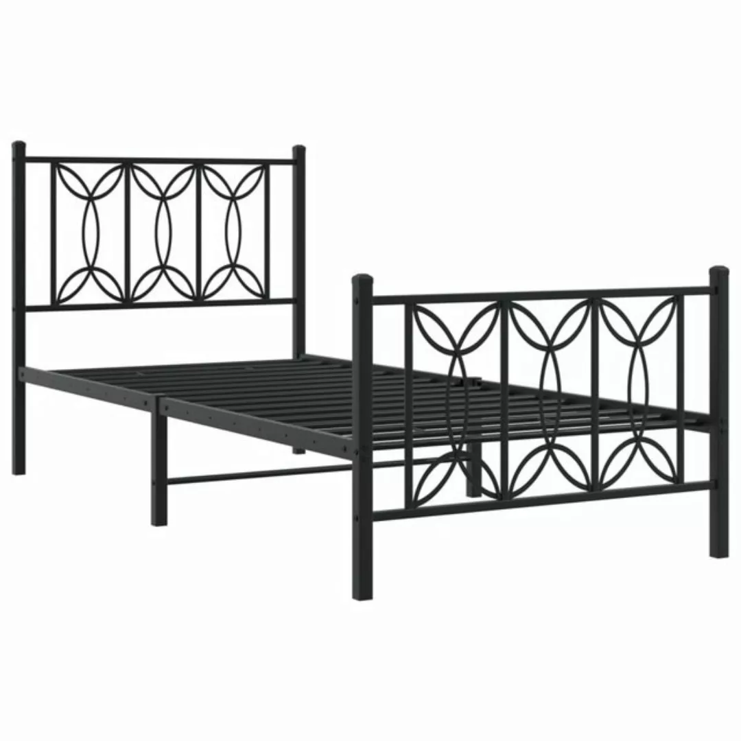 vidaXL Bett Bettgestell mit Kopf- und Fußteil Metall Schwarz 75x190 cm günstig online kaufen