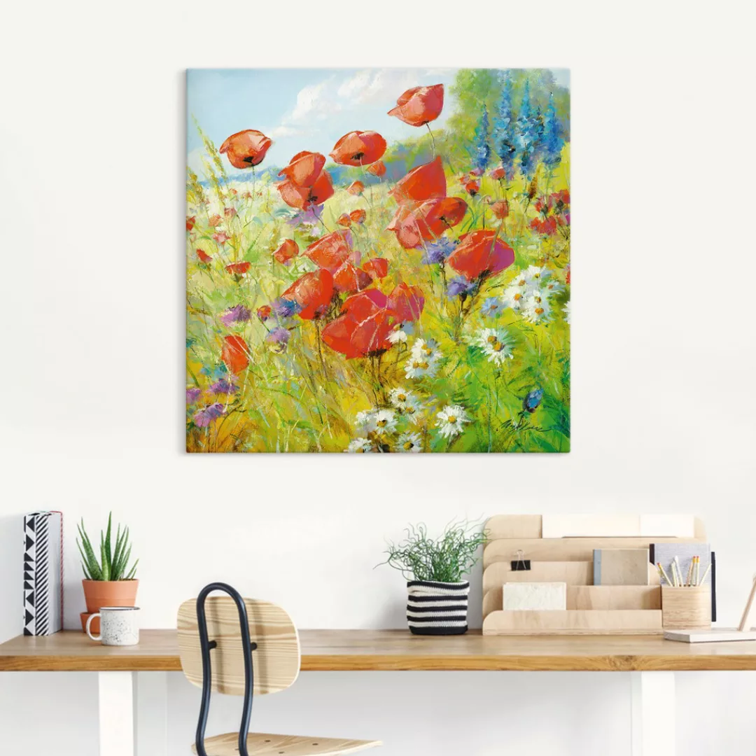 Artland Wandbild "Sommerwiese mit Mohnblumen", Blumenwiese, (1 St.), als Al günstig online kaufen