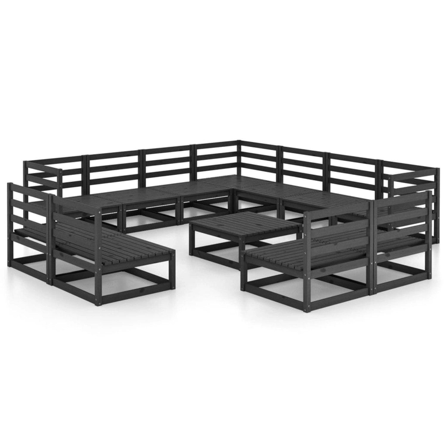 vidaXL 12-tlg Garten-Lounge-Set Schwarz Massivholz Kiefer Modell 4 günstig online kaufen