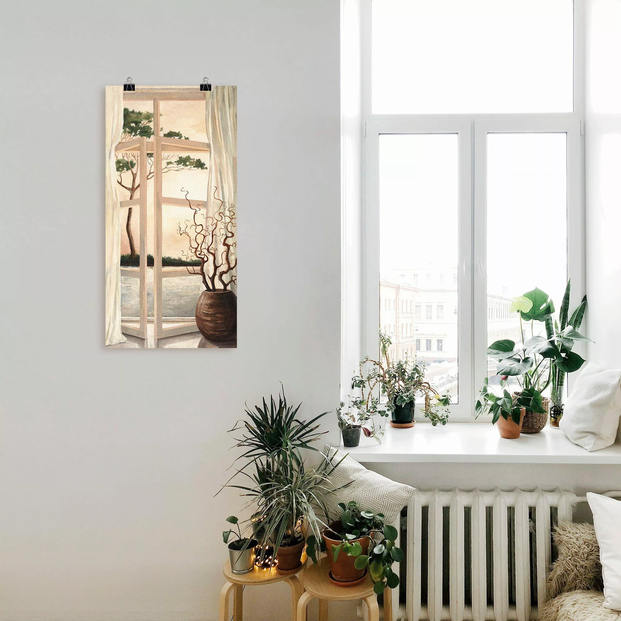 Artland Wandbild "Fensterbild Toskanischer Sonnenuntergang", Fensterblick, günstig online kaufen