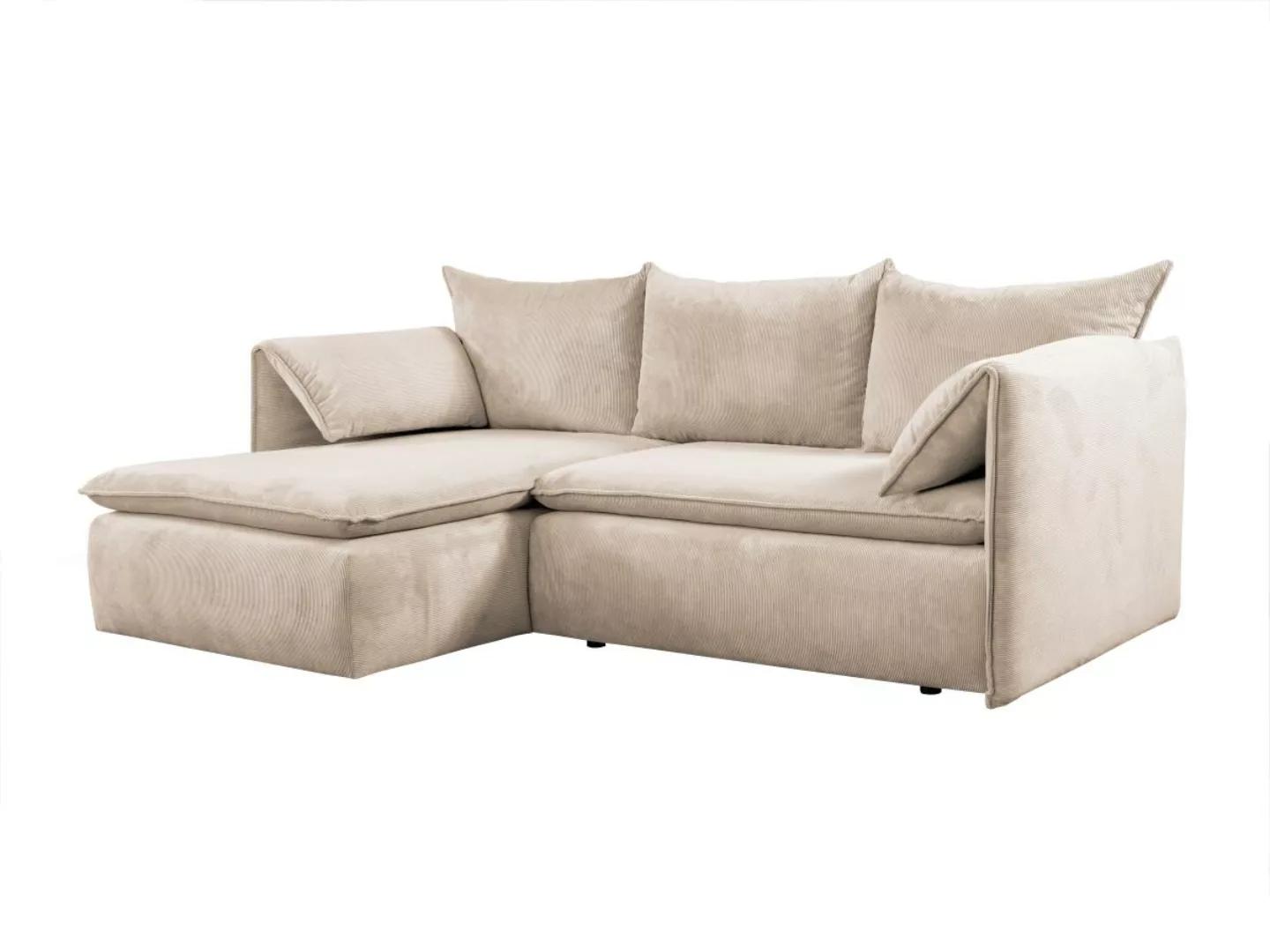 Ecksofa mit Schlaffunktion - Ecke Links - Cord - Beige - TEODORA von PASCAL günstig online kaufen